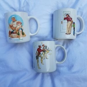 Vintage Normal Rockwell coffee mugs set of 3